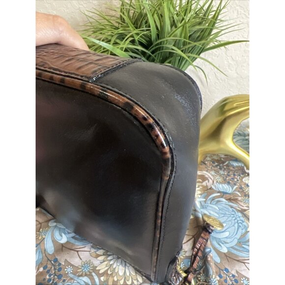 Brahmin Cleo Melbourne Croc Pecan Brown Crossbody Bag Purse - Picture 2 of 16